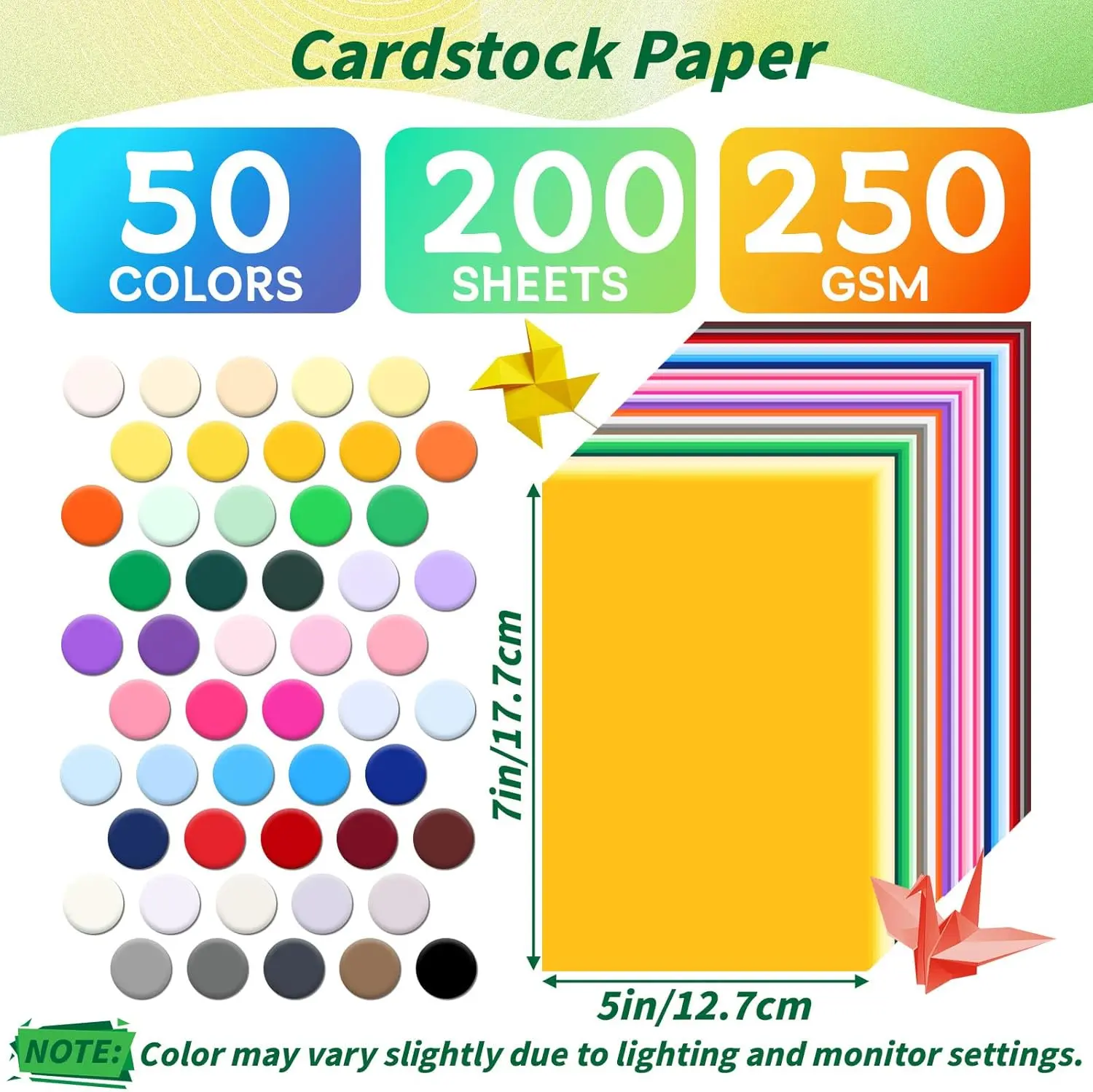 5 X 7 Inch Colored Cardstock Paper 200 Sheets 50 Assorted Colors 250gsm Heavy Blank Card Making Paper For Invitations Greeting Cards Postcards Photo Frames DIY Craft Supplies