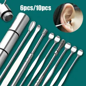 Ear Cleaning Tool Set, 10pcs/6pcs Ear Pickers, Multi-Functional Ear Wax Removal Kit, Ear Care Essentials, Ear Health Tools, Earwax Removal Kit, Ear Canal Cleaner