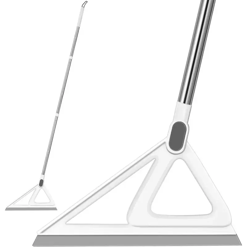 Dog & Cat Grooming 2-Pieces Universal Long-Handle Rubber Broom Kit - Effective Cleaning Set with Pet Hair Shaver, Portable Roller, Silicone Blade (100*32cm, 400g) for Rugs, Floors, Swimming Pools, Bathroom