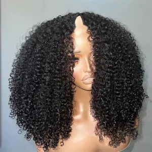 220 Density Kinky Curly V Part Wig Human Hair No Leave Out Upgrade Deep Wave Curly V Shape Wig No Glue Clip In Half Wig For Women On Sale Glueless Lace Frontal