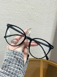 Unisex Oval Leopard Pattern Decorative Glasses, Preppy Style Plastic Frame, All-Season Fashion Accessory for Daily Wear & Work, Leopard Pattern Eyeglasses