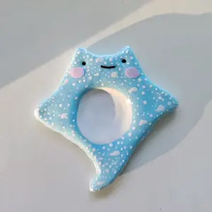 Coastal Beach Stingray Manatee Ray Polymer Clay Worry Stone, Squishies Toys for Anxiety Fidgets, Fidgets Squishies Kids Stuff Toy Handmade