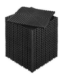 Interlocking Drainage Mat, 12 x 12 Inches, Modular Cushion Design, Durable PP Material, 24-Piece Splicing Mats, Non-Slip Drainage Floor Tile and Shower Mat for Garage, Garden, Kitchen and Outdoor Use, Black