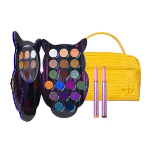 Marigold Fantasy Bundle - Includes Night Owl Artistry Palette, Marigold Double Zip Travel Makeup Bag, & Velour Eye Crayon in Shades 'Bright Beginnings' & 'Owl Perched'