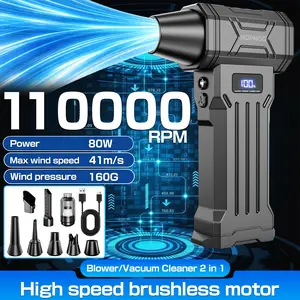 110000RPM Turbo Blower Blow And Suction 2 in 1 Electric Air Duster Type-C Charging Portable Jet Fan With Outlet Nozzles Car Violent Fan Multi-scenario Use Blow Snow Cleaning Blowing Tool Auto Accessories