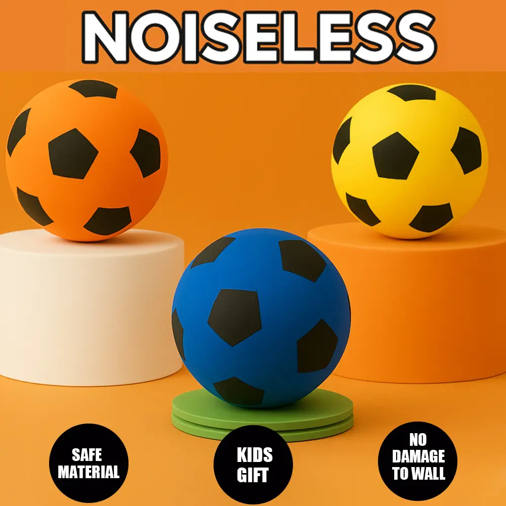 Silent Foam Football, Soft High Bounce PU Material, Indoor Silent Training Ball, No Noise Play for Home Office, Ideal Gift, Soccer Balls, Football Equipment