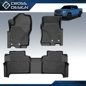 CROSSDESIGN TPE Floor Mats Liners Fit For 2022-2024 Nissan Frontier Crew Cab All Weather TPE Waterpoof Floor Mats Liners