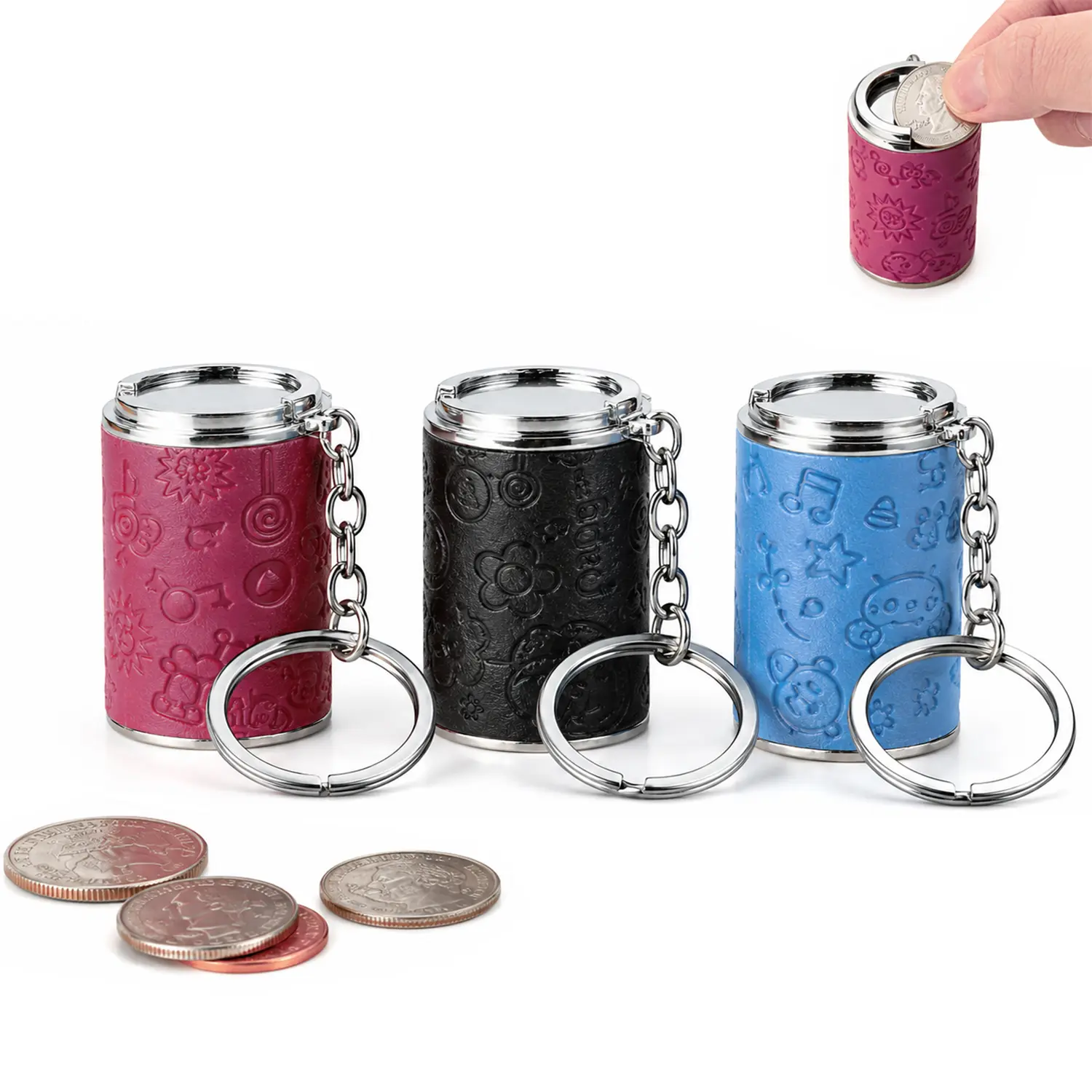Mini Coin Bank Keychain, Cute Fidget Coin Holder with Snap Closure, Portable Loose Change Storage Box, Fun Pocket Accessory & Gift