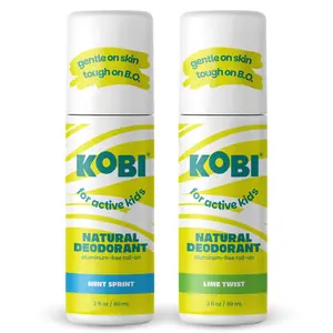 Kobi Natural Deodorant for Kids, Preteens, Boys, Girls - Aluminum-Free, Hypoallergenic, Sport Strength - Multiple Scent Options