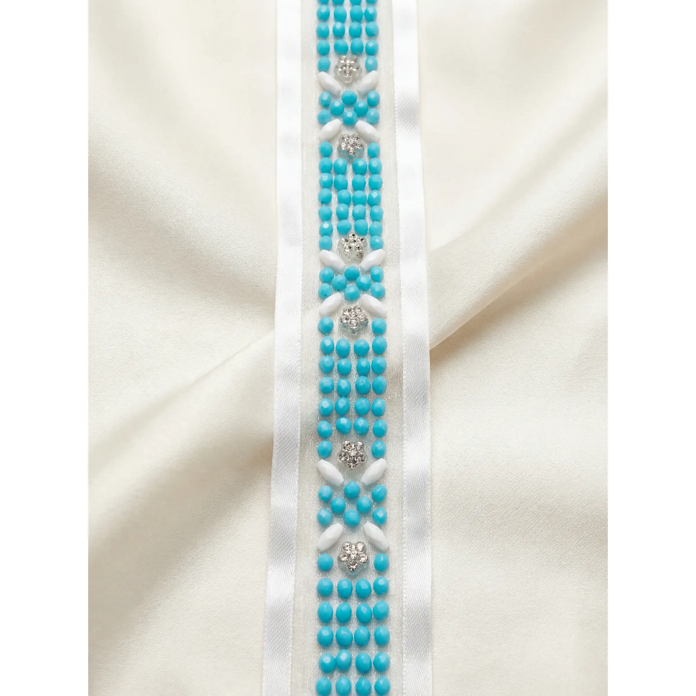 Western Turquoise Beaded Trim – Self Adhesive Rhinestone Trim, Peel and Stick Trim, Blue Bead Embellishment, DIY Trim,