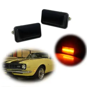 2pcs Brand new and quality For 1968 1969 Camaro Impala Nova Corvette Smoke Front Amber LED Side Marker lamps Lights,Replace OEM CA-FFL-68