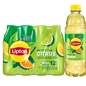 Lipton Green Tea Citrus Iced Tea Drink, 16.9 fl oz, 12 Pack, Caffeinated Fruit Beverage