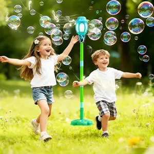Charging Bubble Machine with 10 Packs of Concentrated Liquid, Standing Bubble Maker for Kids, Streetlight Design, Battery-Powered, Leak-Proof