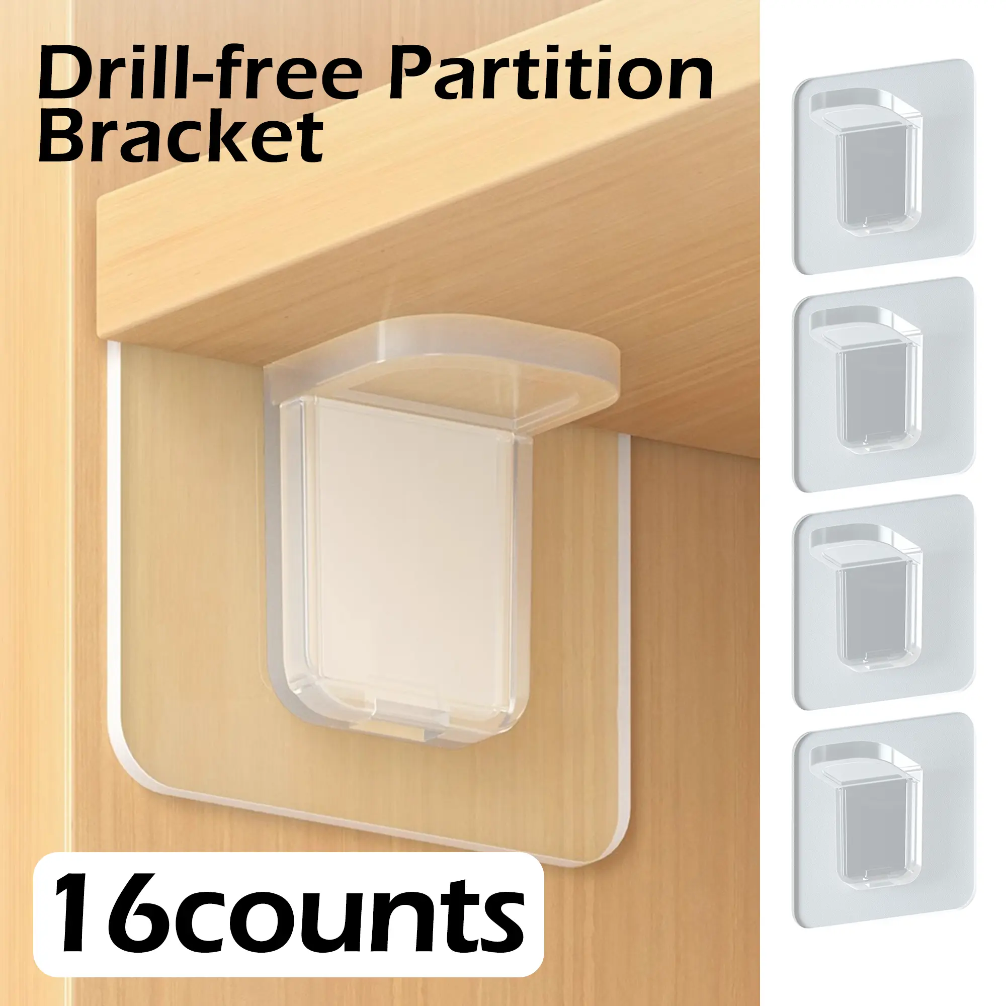 16-Pack Shelf Support Pegs, No-Drill Self-Adhesive Brackets, Heavy-Duty Partition Pins for Kitchen Cabinets, Shelves & Bookcases