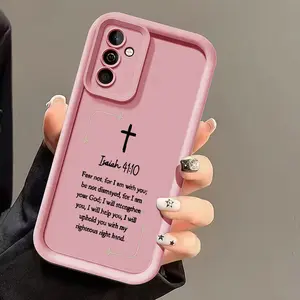Bible Verse Cross Isaiah 41: 10 Shockproof Case for Samsung Galaxy S26 S24 Plus S25 S23 S22 S21 Ultra FE S24+ Note20 A54 A53 A52 A36 A35 A34 A33 A17 A16 A15 A14 A13 Patterned Soft TPU Full Camera lens Protection  Phone Cover Gift 2D printing