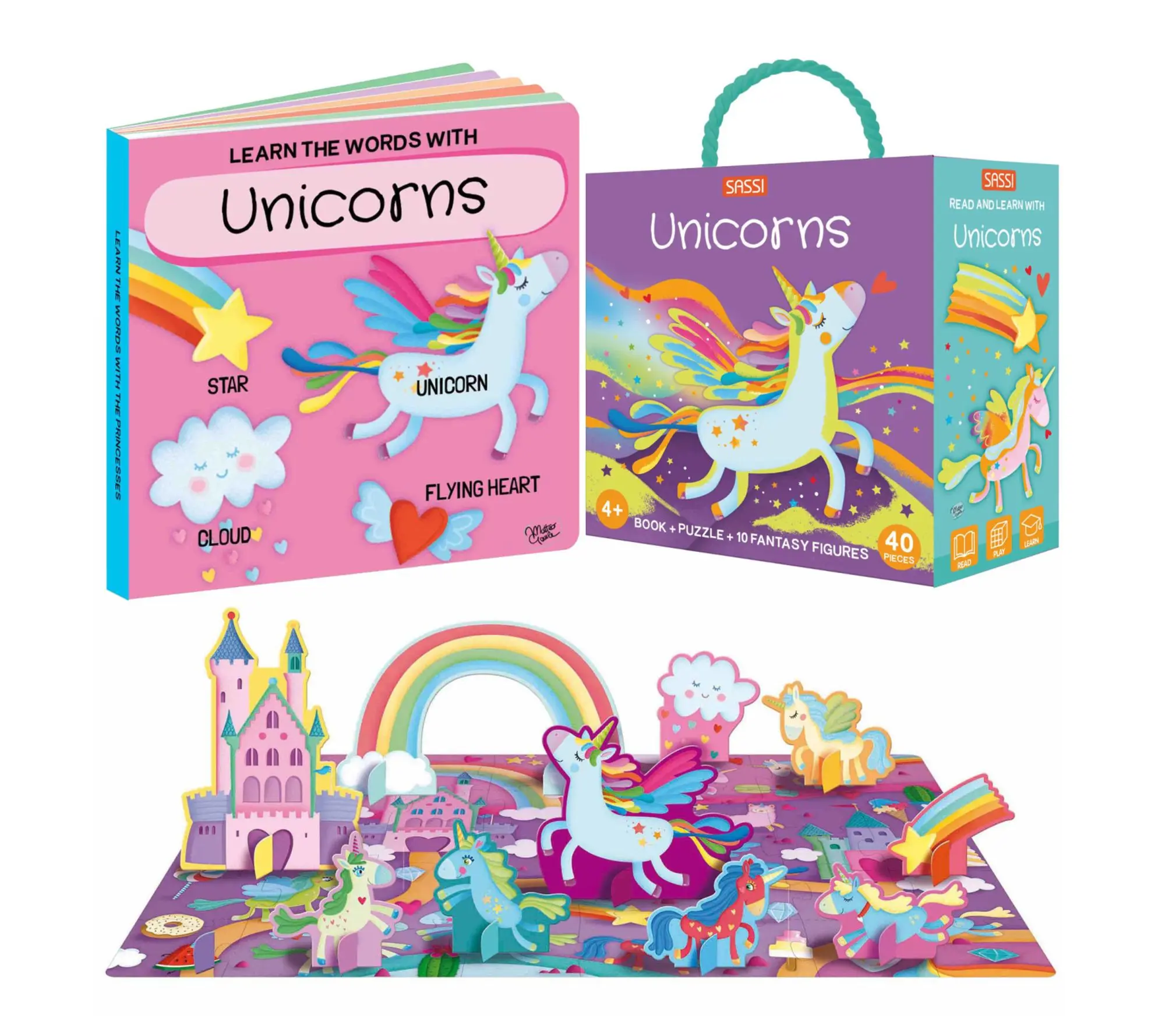 Sassi: Q-Box - Unicorns - Read-Play-Learn Mythical Set Puzzle