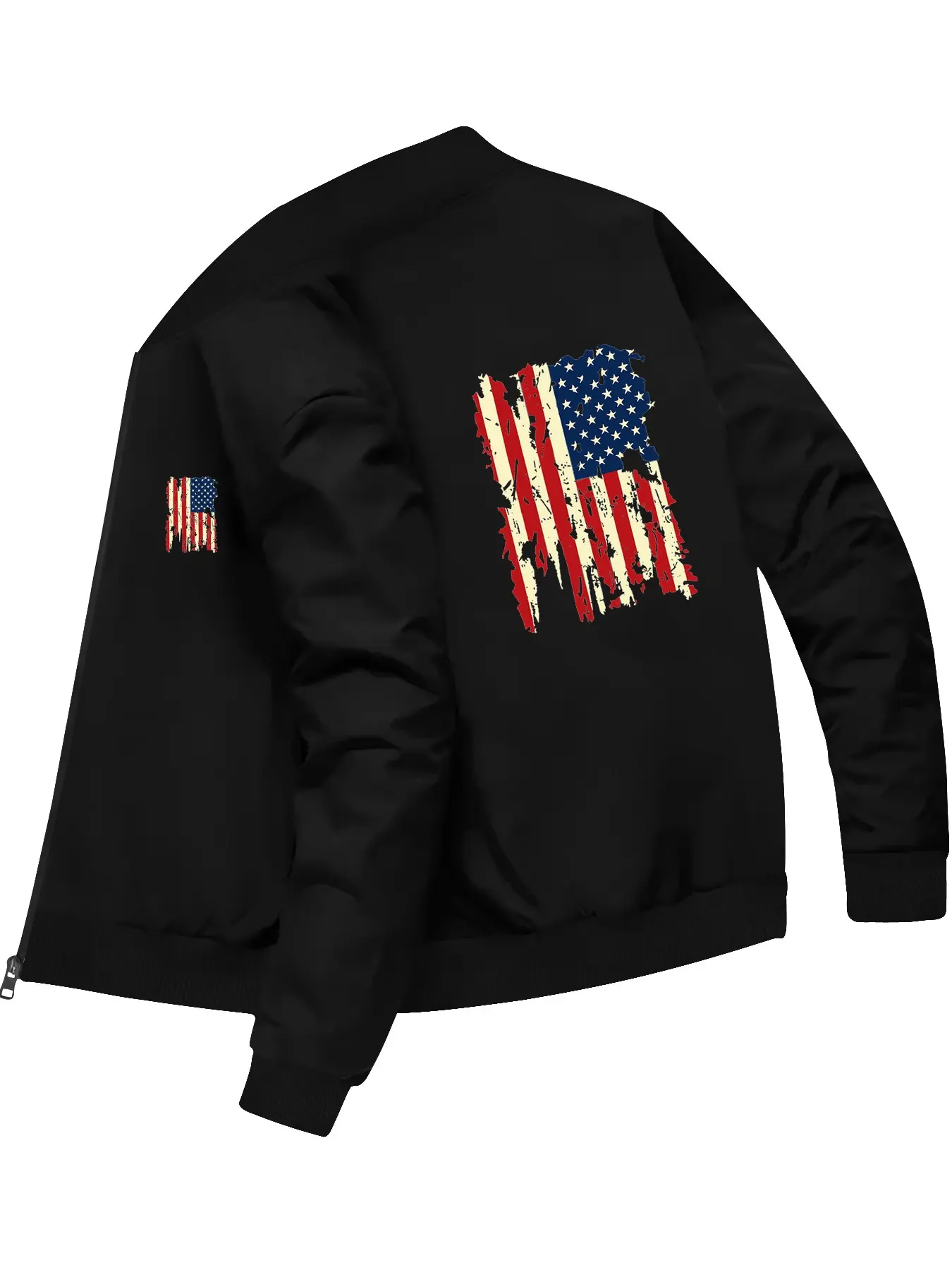 Casual Trendy Men's Vintage American Flag Printed Baseball Jacket for Daily Street Style and Casual Outfits