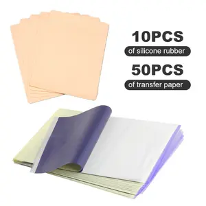 Tattoo Practice Skin with Transfer Tattoo Fake Skin and Stencil Paper Kit, Includes 10PCS Tattoo Practice Skin and 50PCS Tattoo Transfer Paper, for Beginners Experienced Artists Cosmetics