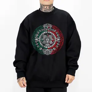 Chicano Clothing, Aztec Art Mex Clothes, Oversized Graphic Tee for Men & Women Medium Heavy Polyester Sweatshirt Loose Fit Casual Streetwear AZT12