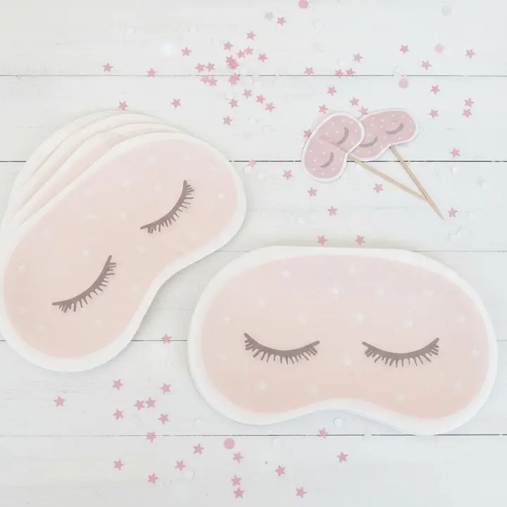 Sleepover Party Napkins – Slumber Party & Glamping Sleep Mask Napkins (Set of 16)