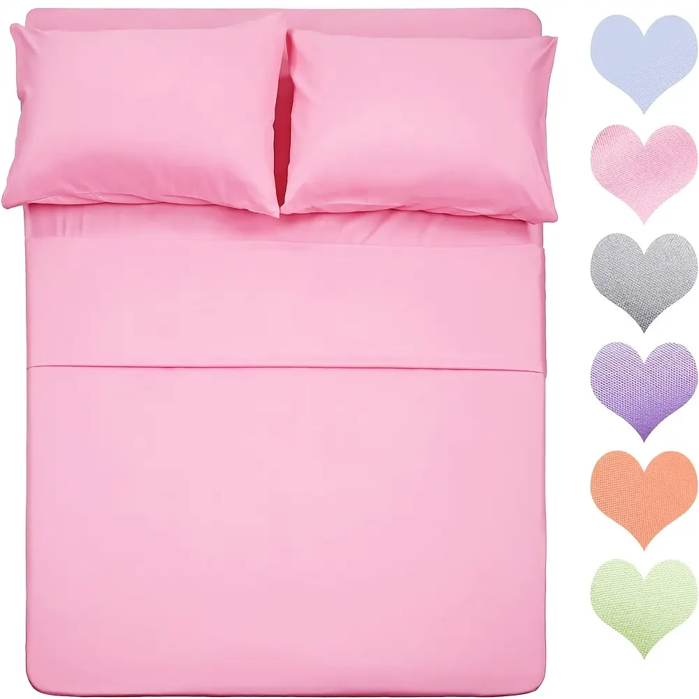 SASTTIE Queen Size (153cm*203cm) 4-Piece Bamboo Blend Deep Pocket Sheet Set, 65% Polyester-35% Viscose, 14" Pocket, Silky Cooling Ice-Sensing Bedding, Breathable, Moisture-Wicking, Ultra-Soft, Machine-Washable, Hotel-Luxury Bed Set for Kids Room Decor