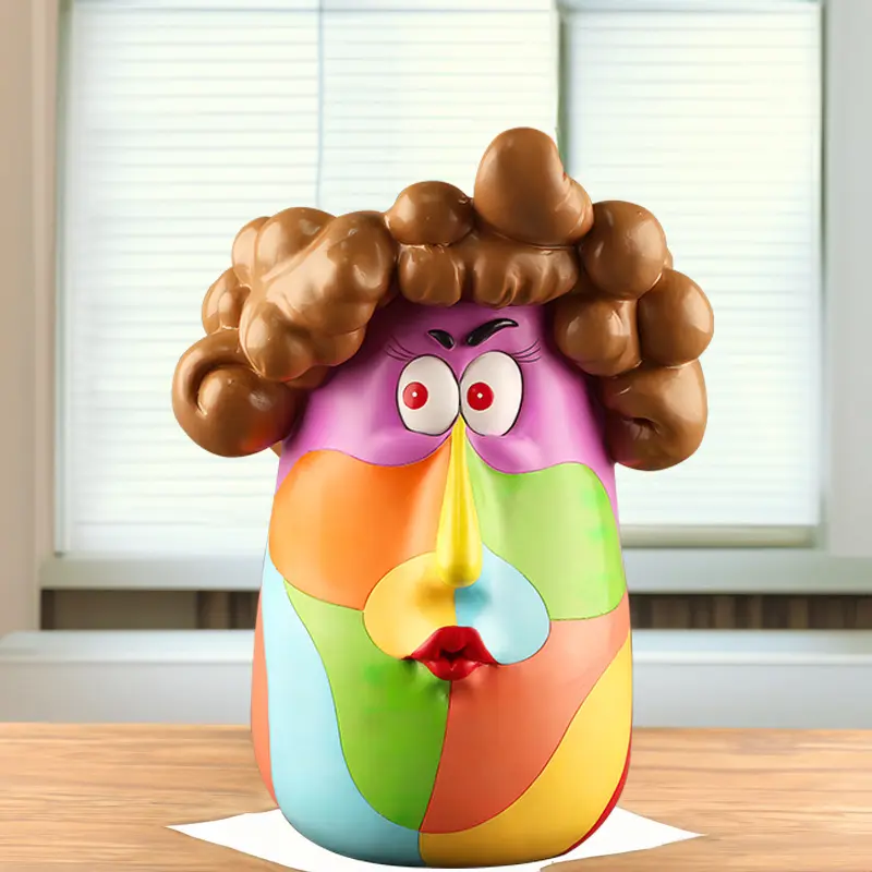 u-wonderful Resin Vase - 0-50cm, 1L Pop Art Balloon Hair Head-Shaped Decorative Floor Vase, Lightweight Whimsy Home Decor, Unusual Room Accessory, Gift for Plant Lovers (Ideal for Day of the Dead, Children's Day), Whimsy Decor