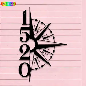 1pc Minimalist Compass with Numbers Metal Wall Art, Minimalist Compass with Numbers Statue Mural, Iron Craft, Perfect for Living Room, Office, Patio Decor, Intricate Craftsmanship, Artistic Metalwork, Christmas Decor, Ideal Gift for Nature Lovers