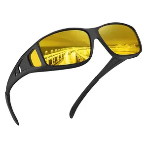 【Holiday Haul】Night Driving Glasses Night Vision Glasses Fit Over sunglasses for Men, HD Yellow Lens, Anti Polarized Nighttime Glasses