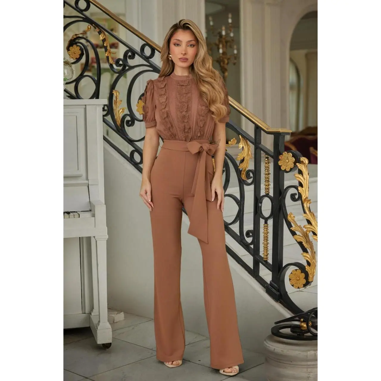 Multi Butterfly Sheer Pattern Jumpsuit-51917