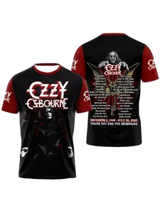 Rock-Themed Ozzy Osbourne Band 3D Printed T-Shirt, Unisex, Men’s Hip-Hop Fashion T-Shirt, Men’s Apparel