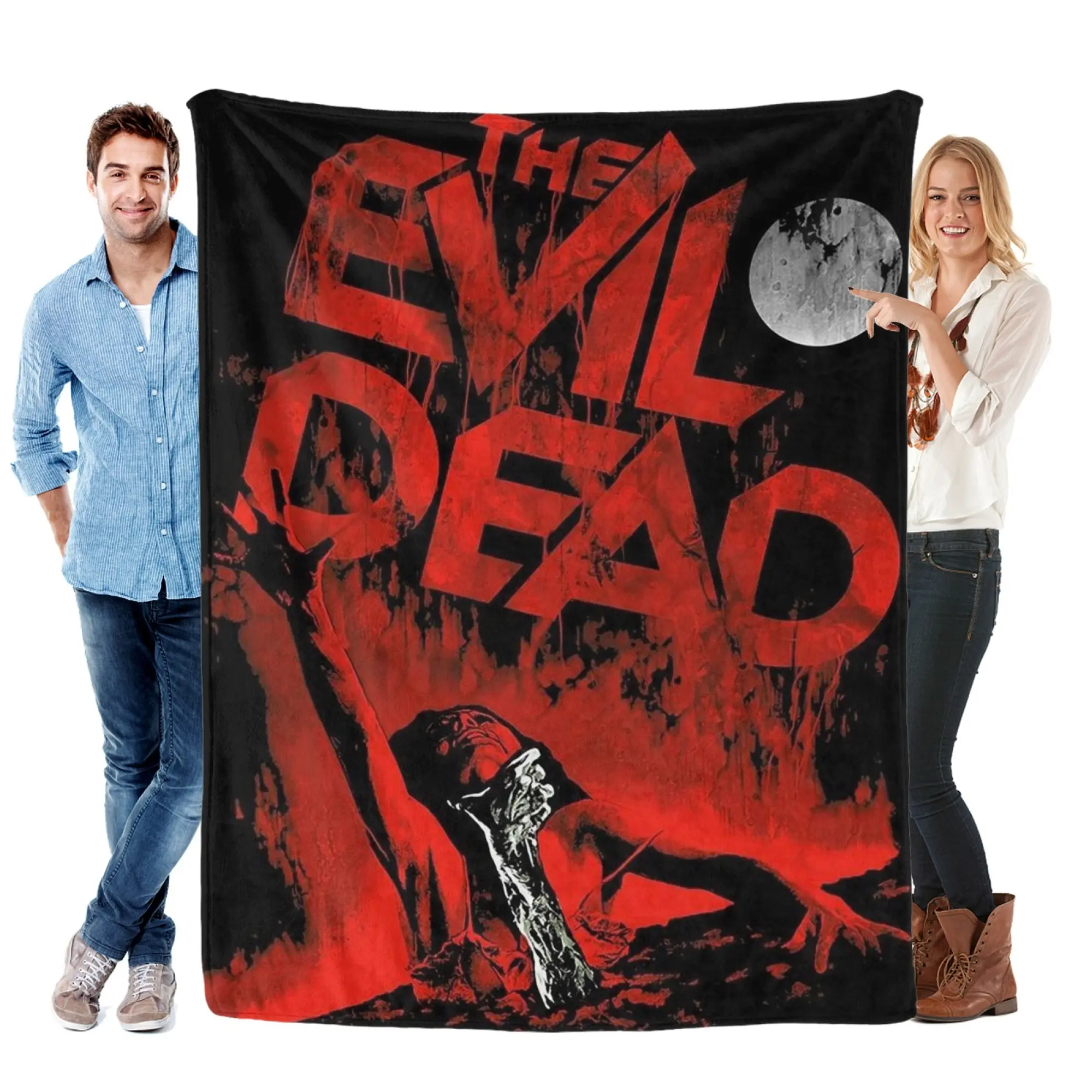 The Evil Dead Retro Classic Horror Flannel Throw Blanket, Ultra Soft Warm Fuzzy Plush Gory Scary Blanket for Couch Bed Sofa, All Season Cozy, Ideal Gift for Horror Fans & Halloween Home Decor