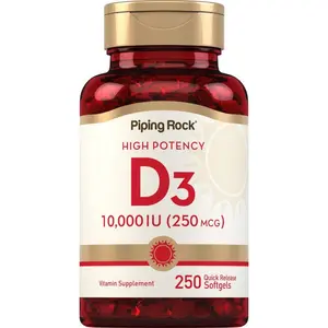 Piping Rock Vitamin D3 10000 IU | 250 Softgels | High Potency | Non-GMO, Gluten Free Supplement