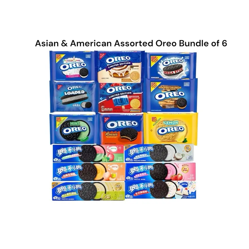 Assorted Around the World Oreos Bundle (6 Count) - 3 American Oreos, 3 Asian Oreos (Flavors Vary)