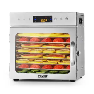 VEVOR Food Dehydrator Machine, 8 Stainless Steel Trays, 400W Electric Food Dryer with Adjustable Temperature & 24-Hour Timer, Freeze Dryer for Jerky, Meat, Fruit, Vegetables, Herbs, Dog Treats