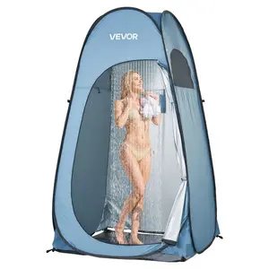 Fathersdaygift VEVOR Pop up Shower Tent, Instant Portable Privacy Tent Changing Room with Ground Stakes, Ropes, and Carry Bag, 190T Polyester with Silver Coating, Quick Setup, for Camping, Beach, Fishing, Blue, Easy Assembly, Rope Tiesdealsforyoudays