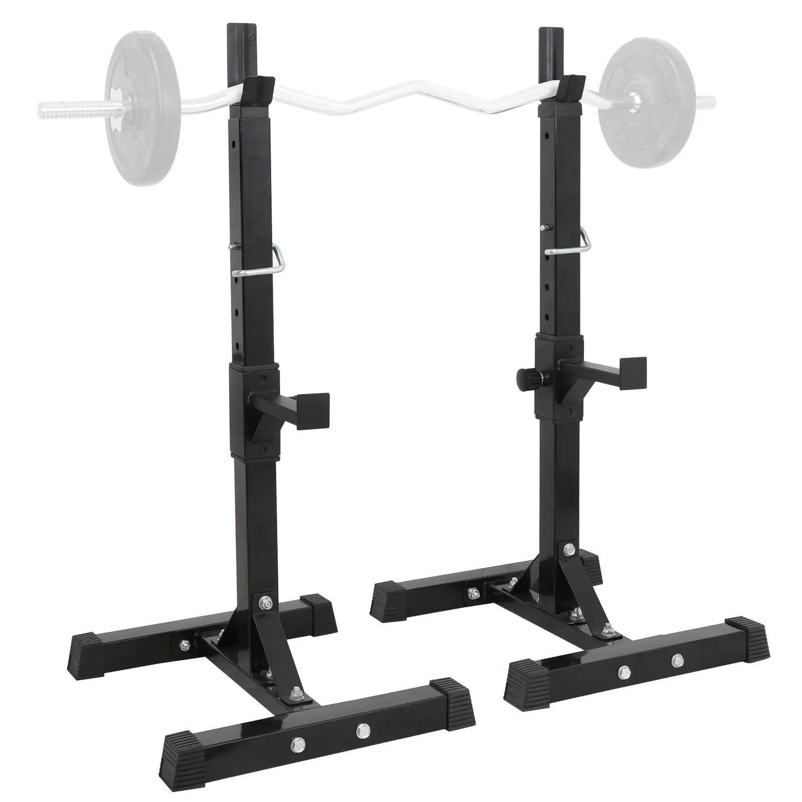 LEMY Adjustable Fitness Squat Rack Pair, Compact 41"-66" Height Heavy-Duty Steel Rack with Safety Spots, 550lb Capacity, Fits Barbells for Bench Press & Home Gym Workout Equipment, Strength Workout Equipment, Steel Frame, 2 X 2 Steel Tubing Feels Solid