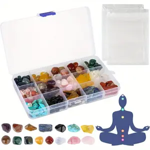 15 Assorted Tumbled Stones and Crystals Set,Irregular Rocks Natural Polished Gemstones and Crystals Quartz for Reiki Chakra Healing Meditation Home Indoor Decora,Christmas Gift,Hand Tools Kits