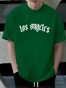 Men's Unique Summer Regular Streetwear T-Shirt with Geometric Print, Casual Letters Print, Fitted Casual Style for Comfortable Daily Wear, Perfect for Spring & Summer