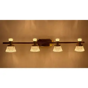 Château Bloom Vanity Light – Mirror Gold & Fluted Crystal Series