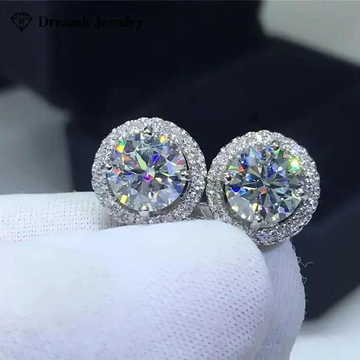 S925 Silver Moissanite Stud Earrings - High Quality Sparkling Ear Jewelry, Genuine with Authenticity Certificate, Ideal Mother's Day Gift for Men, High Quality Earrings, Birthday, Moissanite Earrings