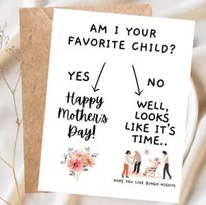 Am I Your Favorite Child?, Funny Mother's Day Card, Nursing Home Humor, Sibling Rivalry Card for Mom