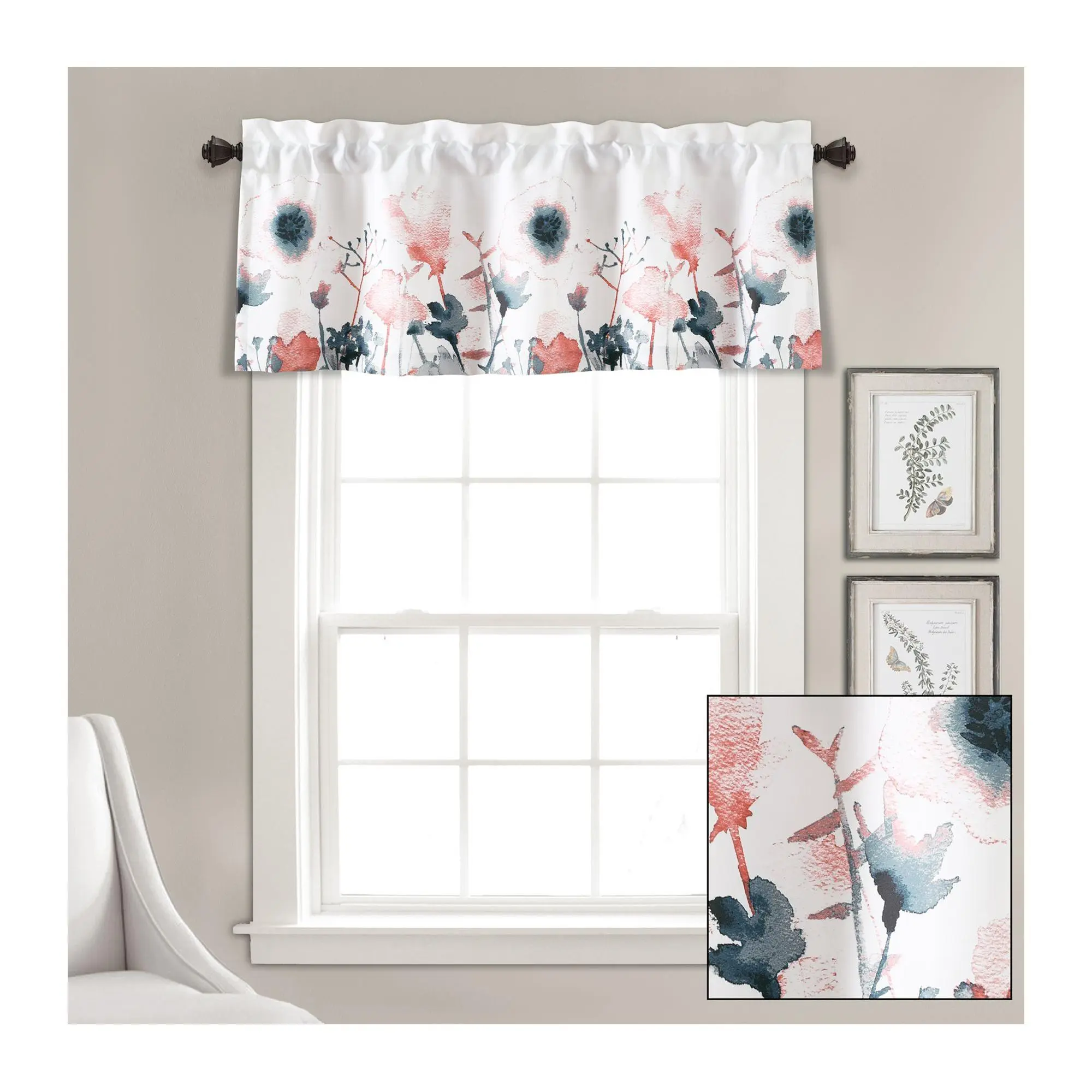 Zuri Flora Light Filtering Valance Single by Lush Decor