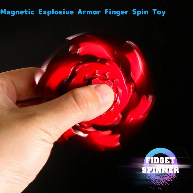 Creative Magnetic Burst Armor Fingertip Spinner, Multi-Angle Deformable Fidget Spinner, Silent Rotation Sensory Toy, Sensory Stress Reliever, Stress Relief for Kids Adults