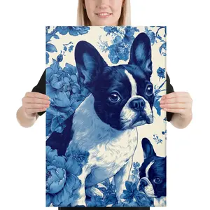 French Bulldog Floral Canvas Wall Art | Elegant Frenchie Dog Lover Gift | Pet Portrait Home Decor | 18x26, 20x30, 24x32, 20x28, 16x24 Canvas Print