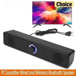 Wired & Wireless Bluetooth PC Soundbar - USB-Powered, Portable Plastic Stereo Speaker with Subwoofer for TV, Laptop, Gaming, Smartphone Home Theater Surround Audio System,summervibes