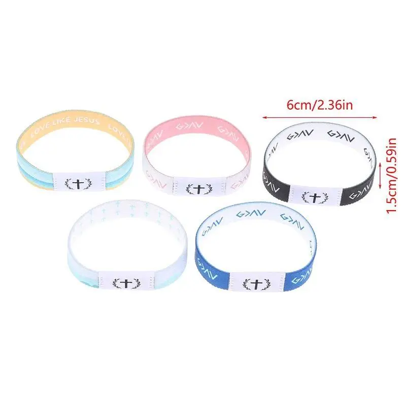Christian Bible Verse Wearable Bracelet, NFC RFID Cloth+Chip Jewelry, 6x1.5cm/2.36*0.59in Elastic Band Religious Fashion Accessory