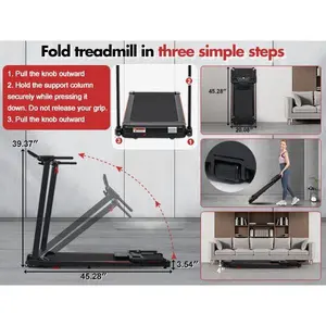 Treadmill with 8% Incline, Portable Treadmills for Home with Handle, Foldable Treadmills with 265 Lbs Capacity, 3.0HP Treadmill with 4 Adjustable Support Feet