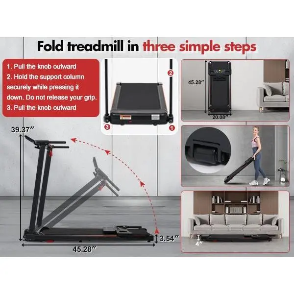 Foldable Metal Walking Pad with 8% Incline, Home Gym Workout Equipment with 3.0HP Quiet Motor, Shock Absorption, 265 Lbs Capacity, Home Gym Equipment