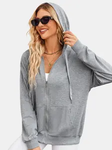 Zeagoo Women's Lightweight Hoodies Full Zip Up Oversized Sweatshirts with Pockets Long Sleeve Thin Casual Hooded Jackets Basic collar chic coats Halloween