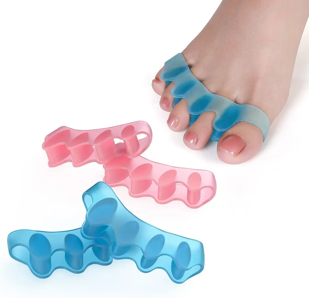 4 Pcs Gel Toe Separators - Bunion Corrector, Big Toe Straightener, Yoga Stretcher for Women and Men (Blue+Pink)